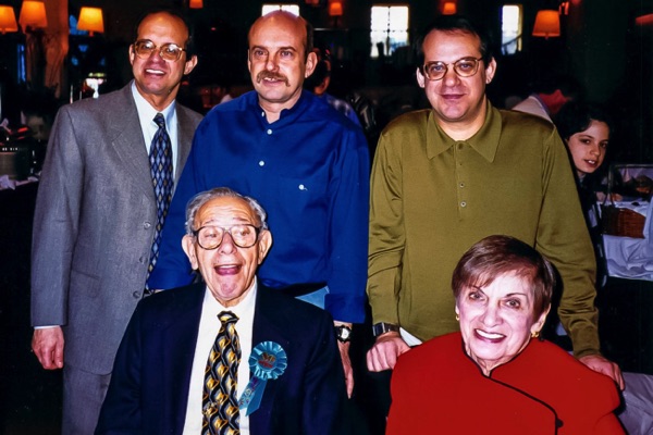 Alan, Stan, Stu, Manny & Shirley Kaufman, Manny's 80th Party, March 1998, Sheepshead Bay, Brooklyn, NY